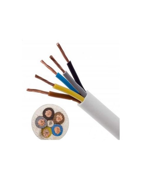 ELEKTROKABEL przewód OWYżo 5x2,5 biały 500m