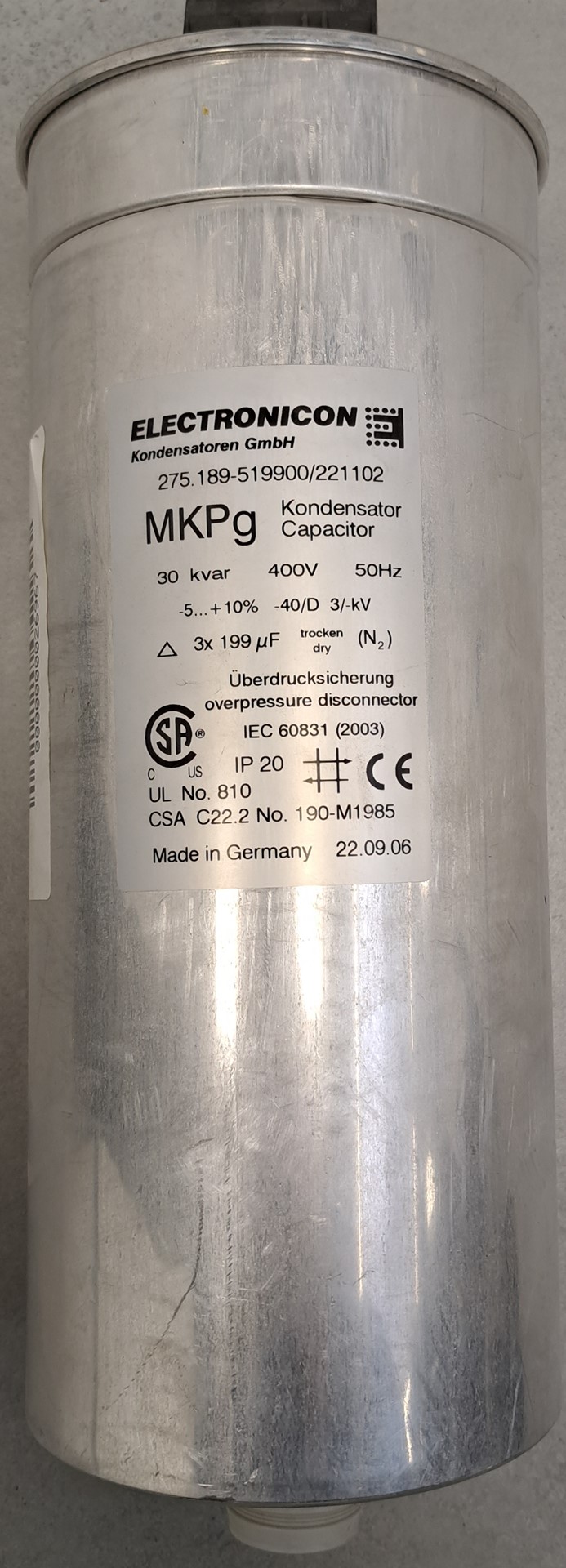 ELECTRONICON 275.189-519900 kondensator 30kVar