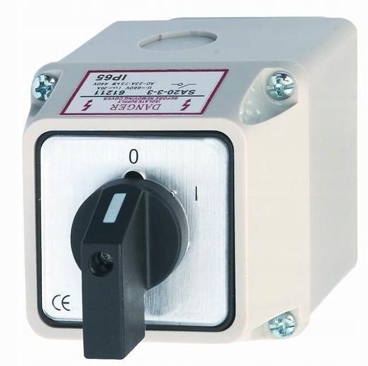 AEP łącznik krzywkowy 0-1 3P 16A w obudowie małej