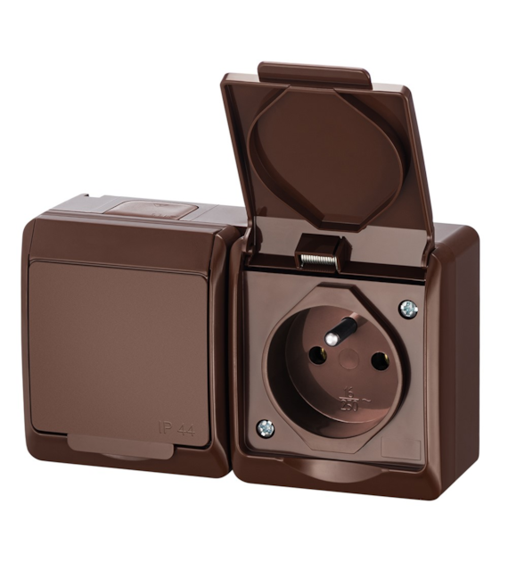 NASIELSK HERMES IP44 BRĄZOWY GNT-2x2P+Z gniazdo x2