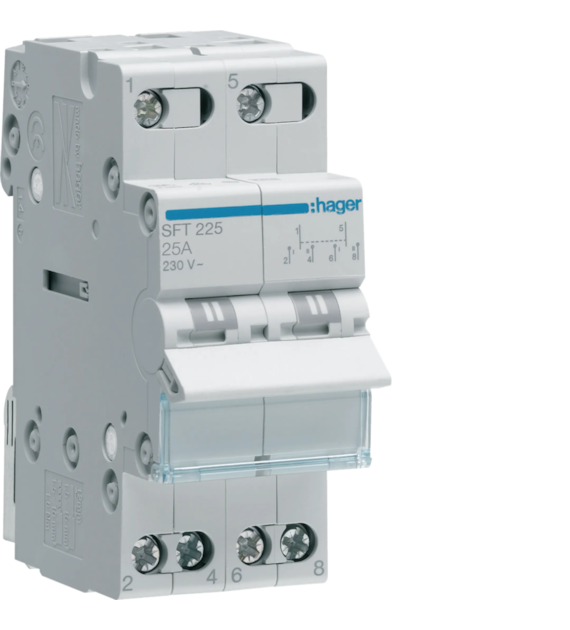 HAGER SFT225 przełacznik modułowy I-0-II 2P 25A