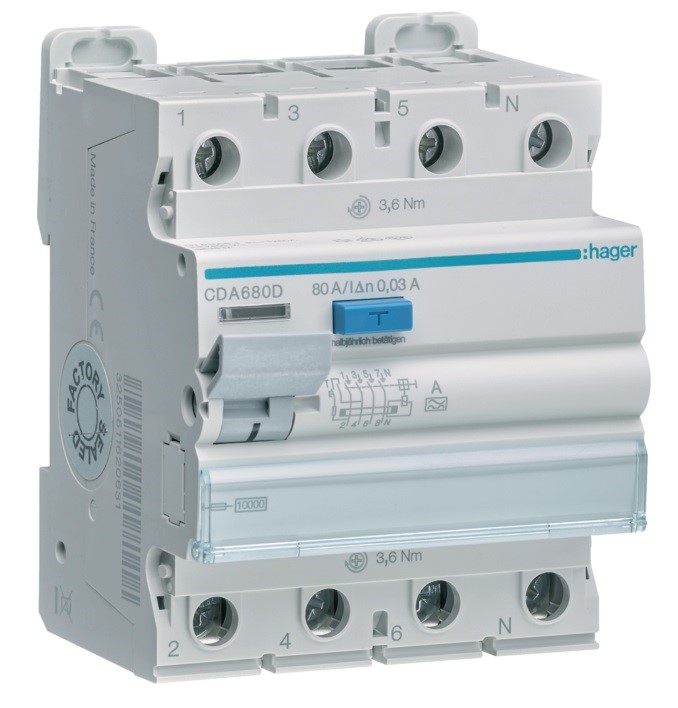 HAGER CDA680D wyłącznik różnicowoprądowy 4P 80A A