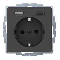 HAGER BERKER Q.3 ANTRACYT gniazdo SCHUKO+USB A+C