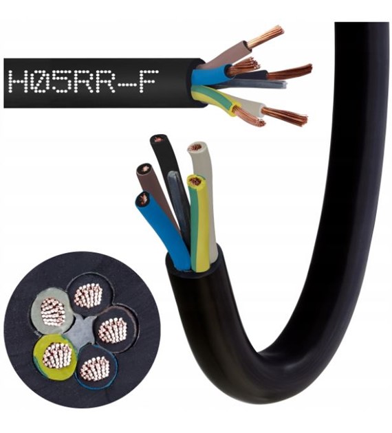 ELEKTROKABEL przewód OW 5x4 H05RR-F 200m