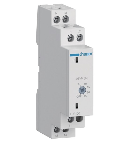 HAGER EUP100 przekaźnik kontroli faz i asymetrii