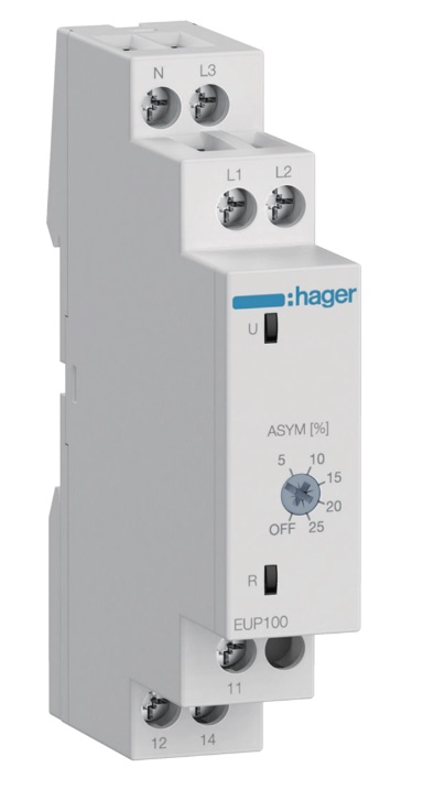 HAGER EUP100 przekaźnik kontroli faz i asymetrii