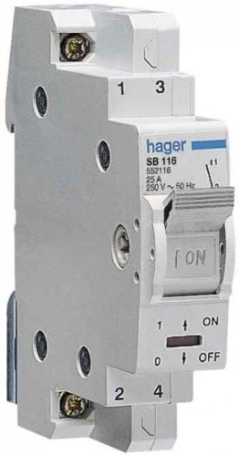 HAGER SB116 rozłącznik izolacyjny 1P 16A 250V AC
