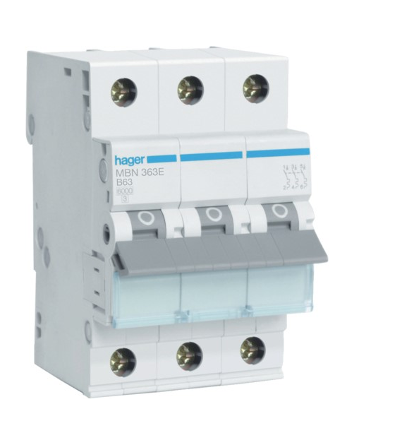 HAGER MBN363E wyłącznik nadprądowy 3P B63A 6kA AC